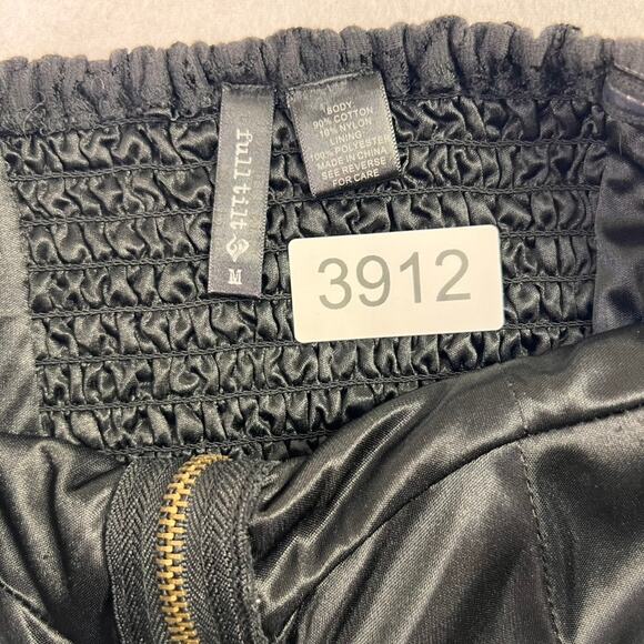 Full Tilt Bustier Top M Padded Bra Lace Overlay Front Zip Strapless Smocked Back - Picture 6 of 9